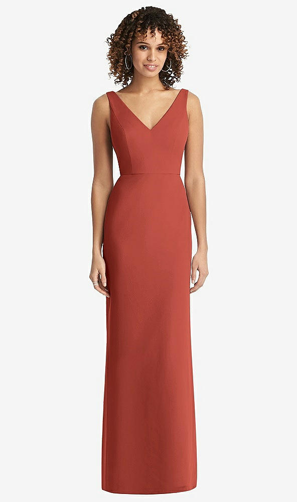 Back View - Amber Sunset Sleeveless Tie Back Chiffon Trumpet Gown