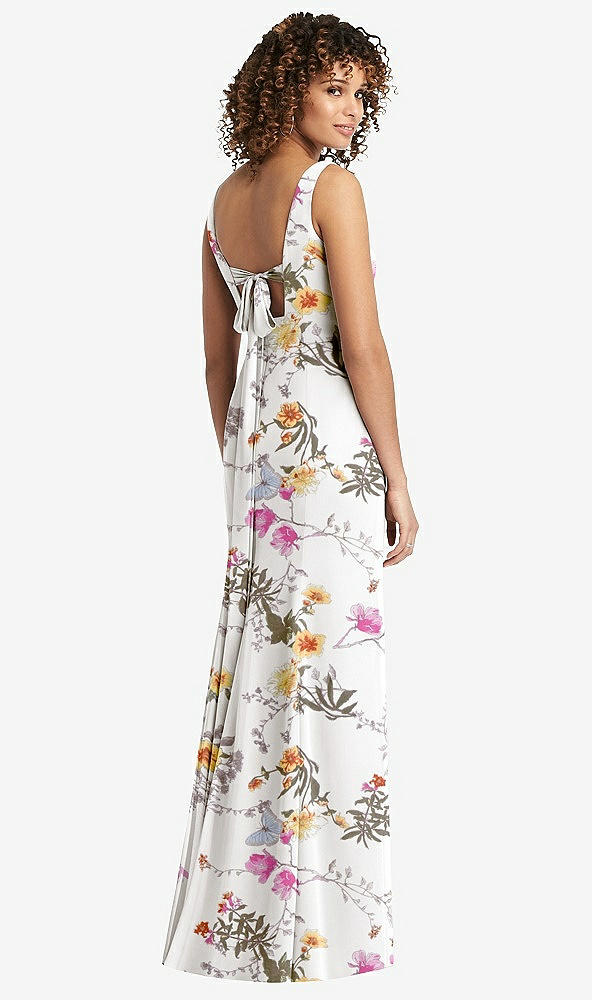Front View - Butterfly Botanica Ivory Sleeveless Tie Back Chiffon Trumpet Gown