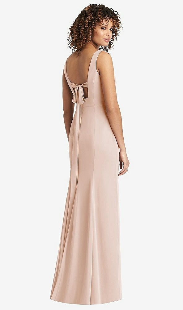 Front View - Cameo Sleeveless Tie Back Chiffon Trumpet Gown