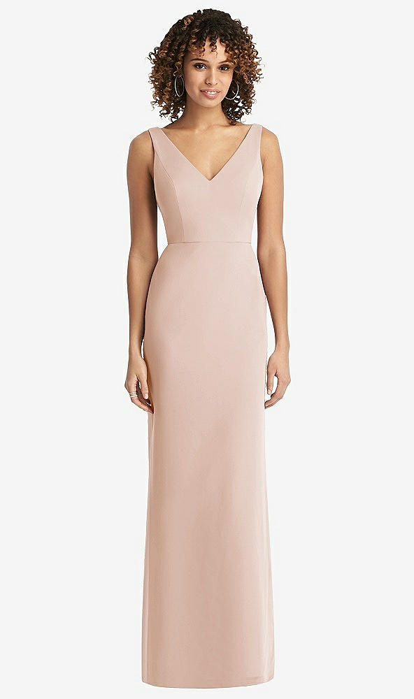 Back View - Cameo Sleeveless Tie Back Chiffon Trumpet Gown