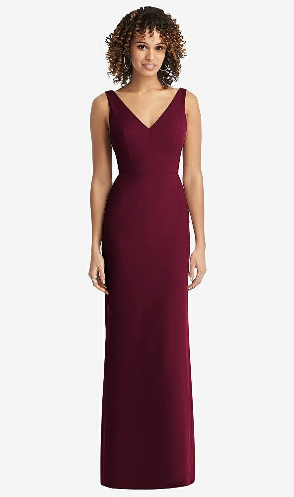 Back View - Cabernet Sleeveless Tie Back Chiffon Trumpet Gown