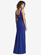 Front View Thumbnail - Cobalt Blue Sleeveless Tie Back Chiffon Trumpet Gown