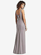 Front View Thumbnail - Cashmere Gray Sleeveless Tie Back Chiffon Trumpet Gown