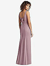 Front View Thumbnail - Dusty Rose Sleeveless Tie Back Chiffon Trumpet Gown