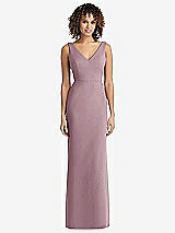Rear View Thumbnail - Dusty Rose Sleeveless Tie Back Chiffon Trumpet Gown