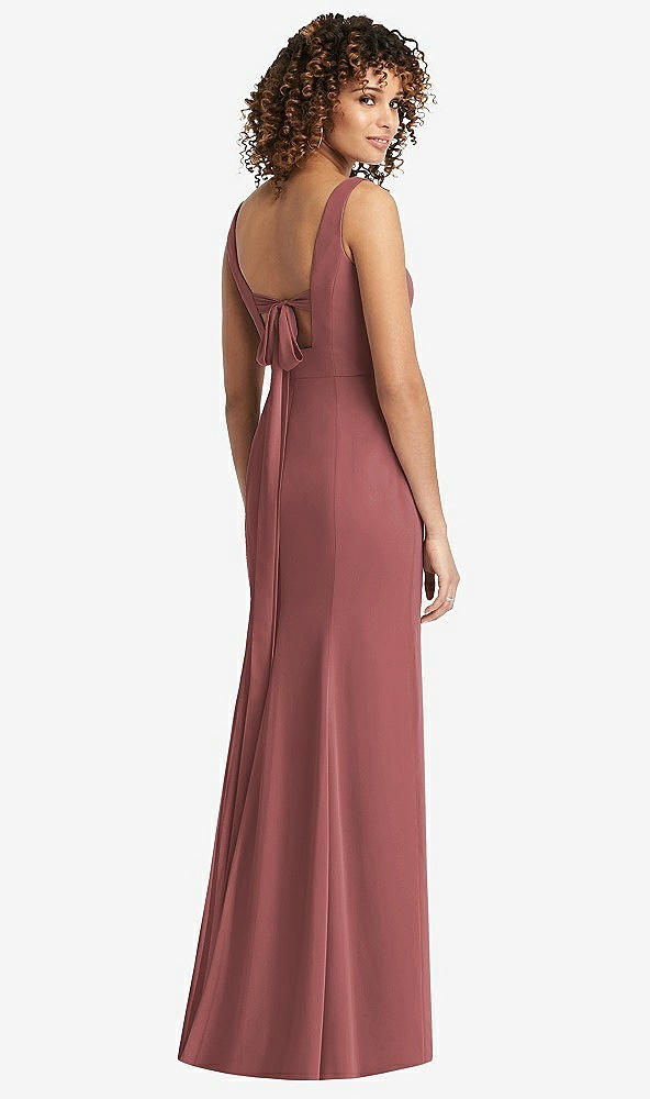 Front View - English Rose Sleeveless Tie Back Chiffon Trumpet Gown