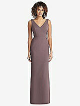 Rear View Thumbnail - French Truffle Sleeveless Tie Back Chiffon Trumpet Gown
