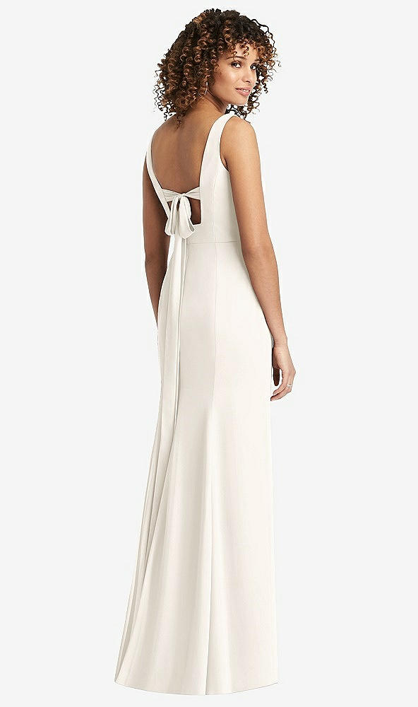 Front View - Ivory Sleeveless Tie Back Chiffon Trumpet Gown