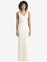 Rear View Thumbnail - Ivory Sleeveless Tie Back Chiffon Trumpet Gown