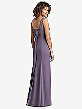Front View Thumbnail - Lavender Sleeveless Tie Back Chiffon Trumpet Gown