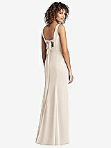 Front View Thumbnail - Oat Sleeveless Tie Back Chiffon Trumpet Gown