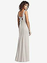 Front View Thumbnail - Oyster Sleeveless Tie Back Chiffon Trumpet Gown
