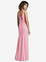 Front View Thumbnail - Peony Pink Sleeveless Tie Back Chiffon Trumpet Gown