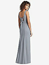 Front View Thumbnail - Platinum Sleeveless Tie Back Chiffon Trumpet Gown