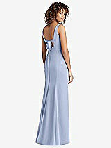 Front View Thumbnail - Sky Blue Sleeveless Tie Back Chiffon Trumpet Gown