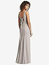 Front View Thumbnail - Taupe Sleeveless Tie Back Chiffon Trumpet Gown