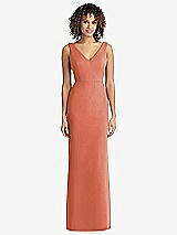 Rear View Thumbnail - Terracotta Copper Sleeveless Tie Back Chiffon Trumpet Gown