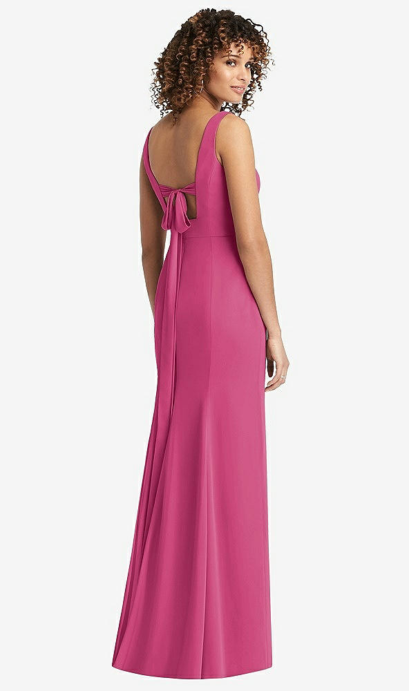 Front View - Tea Rose Sleeveless Tie Back Chiffon Trumpet Gown