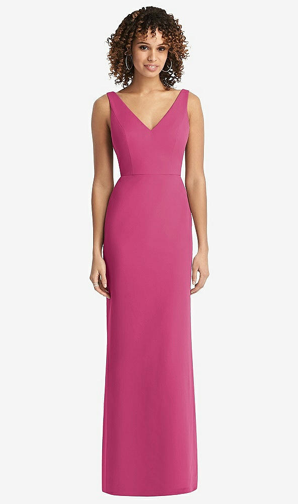 Back View - Tea Rose Sleeveless Tie Back Chiffon Trumpet Gown