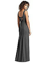 Rear View Thumbnail - Black Silver Shimmer V-Neck Trumpet Dress with Back Tie