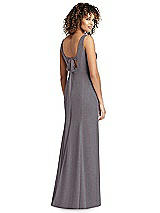 Rear View Thumbnail - Stormy Silver Shimmer V-Neck Trumpet Dress with Back Tie