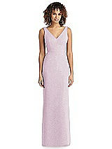 Front View Thumbnail - Suede Rose Silver Shimmer V-Neck Trumpet Dress with Back Tie