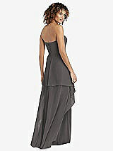 Rear View Thumbnail - Caviar Gray Strapless Chiffon Dress with Skirt Overlay