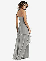 Rear View Thumbnail - Chelsea Gray Strapless Chiffon Dress with Skirt Overlay