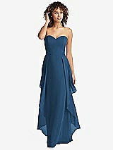 Front View Thumbnail - Dusk Blue Strapless Chiffon Dress with Skirt Overlay