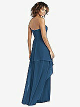 Rear View Thumbnail - Dusk Blue Strapless Chiffon Dress with Skirt Overlay