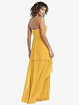 Rear View Thumbnail - NYC Yellow Strapless Chiffon Dress with Skirt Overlay