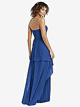 Rear View Thumbnail - Classic Blue Strapless Chiffon Dress with Skirt Overlay