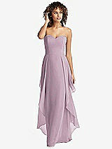 Front View Thumbnail - Suede Rose Strapless Chiffon Dress with Skirt Overlay