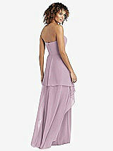 Rear View Thumbnail - Suede Rose Strapless Chiffon Dress with Skirt Overlay