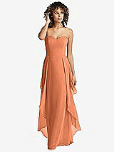 Front View Thumbnail - Sweet Melon Strapless Chiffon Dress with Skirt Overlay