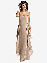 Front View Thumbnail - Topaz Strapless Chiffon Dress with Skirt Overlay