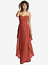 Front View Thumbnail - Amber Sunset Strapless Chiffon Dress with Skirt Overlay