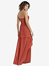 Rear View Thumbnail - Amber Sunset Strapless Chiffon Dress with Skirt Overlay