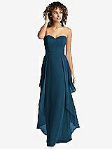 Front View Thumbnail - Atlantic Blue Strapless Chiffon Dress with Skirt Overlay