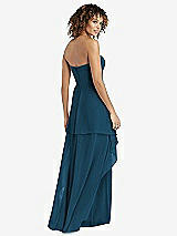 Rear View Thumbnail - Atlantic Blue Strapless Chiffon Dress with Skirt Overlay