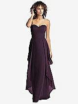 Front View Thumbnail - Aubergine Strapless Chiffon Dress with Skirt Overlay