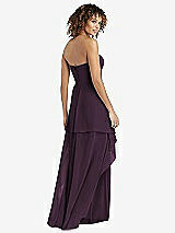 Rear View Thumbnail - Aubergine Strapless Chiffon Dress with Skirt Overlay