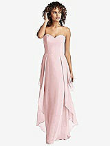 Front View Thumbnail - Ballet Pink Strapless Chiffon Dress with Skirt Overlay
