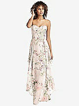 Front View Thumbnail - Blush Garden Strapless Chiffon Dress with Skirt Overlay