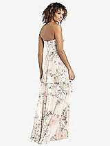 Rear View Thumbnail - Blush Garden Strapless Chiffon Dress with Skirt Overlay