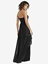 Rear View Thumbnail - Black Strapless Chiffon Dress with Skirt Overlay