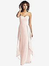 Front View Thumbnail - Blush Strapless Chiffon Dress with Skirt Overlay