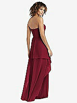 Rear View Thumbnail - Burgundy Strapless Chiffon Dress with Skirt Overlay
