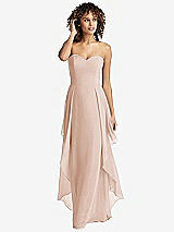 Front View Thumbnail - Cameo Strapless Chiffon Dress with Skirt Overlay