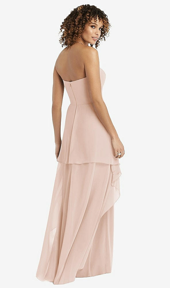 Back View - Cameo Strapless Chiffon Dress with Skirt Overlay
